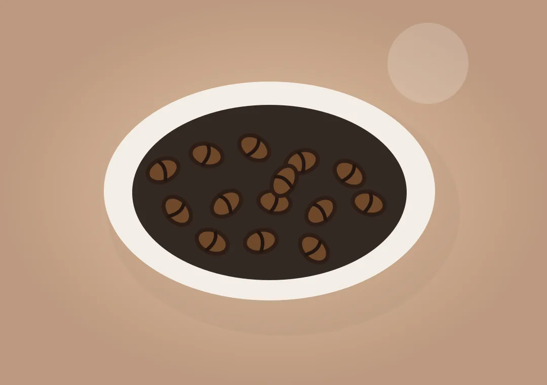 Ilustración decorativa de granos de café